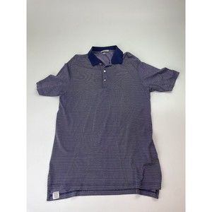 Peter Millar Polo Shirt Mens Large Purple Short Sleeve 100% Cotton EUC geometric